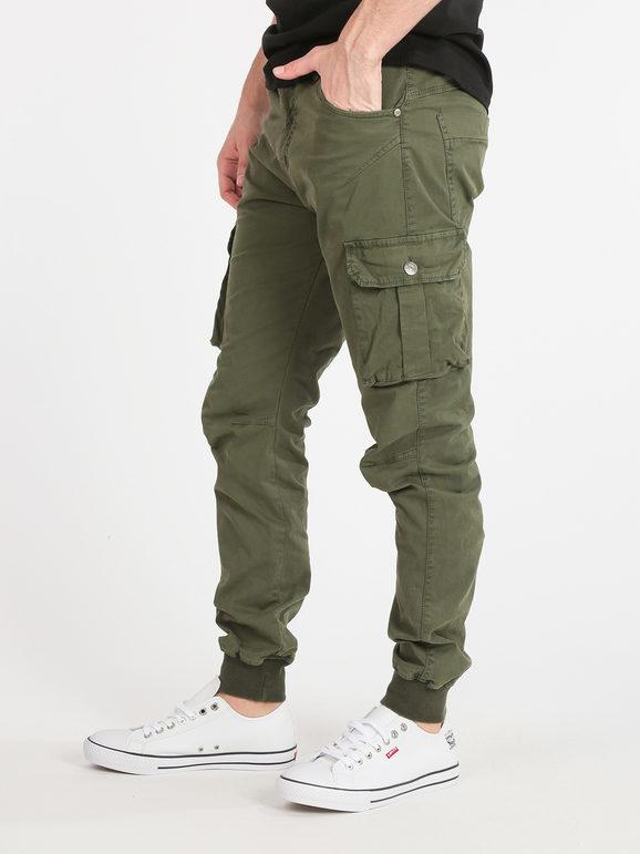 Tony Moro Pantaloni uomo con tasconi e polsini Pantaloni Casual uomo Verde taglia 40