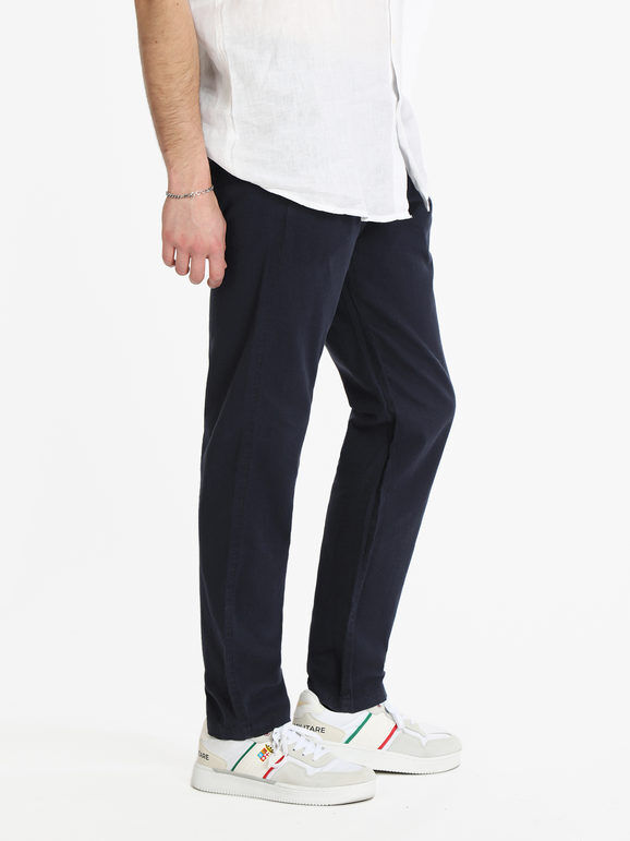 Johnny Looper Pantaloni uomo misto lino Pantaloni Casual uomo Blu taglia 52