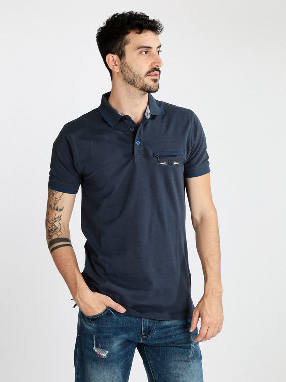 Be Board Polo da uomo a maniche corte con taschino Polo Manica Corta uomo Blu taglia XXL