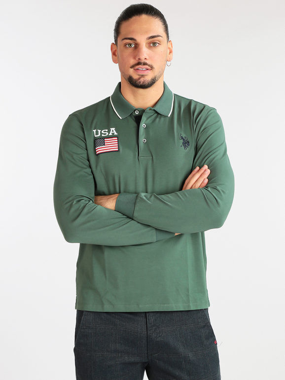 U.S. polo assn. Polo da uomo in cotone manica lunga Polo Manica Lunga uomo Verde taglia XXL