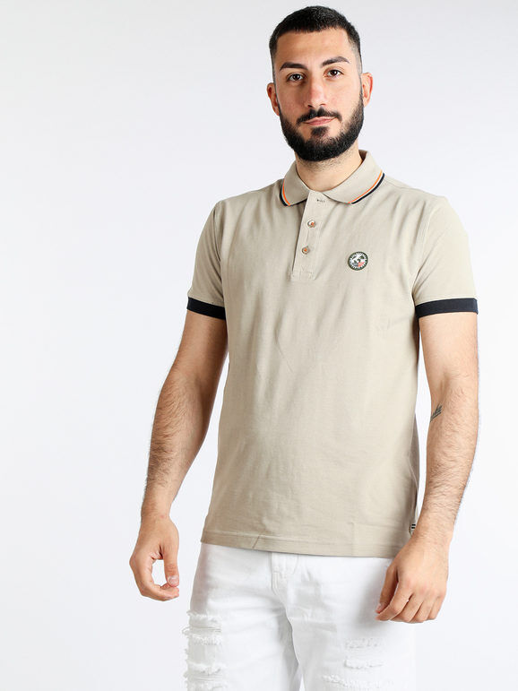 Be Board Polo da uomo manica corta in cotone Polo Manica Corta uomo Beige taglia 3XL