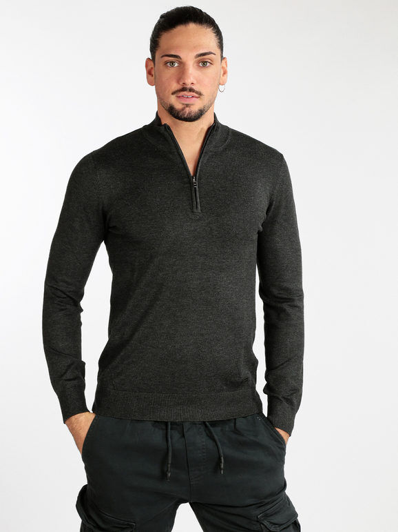 Baci & Abbracci Pullover da uomo a lupetto con zip Pullover uomo Grigio taglia XL