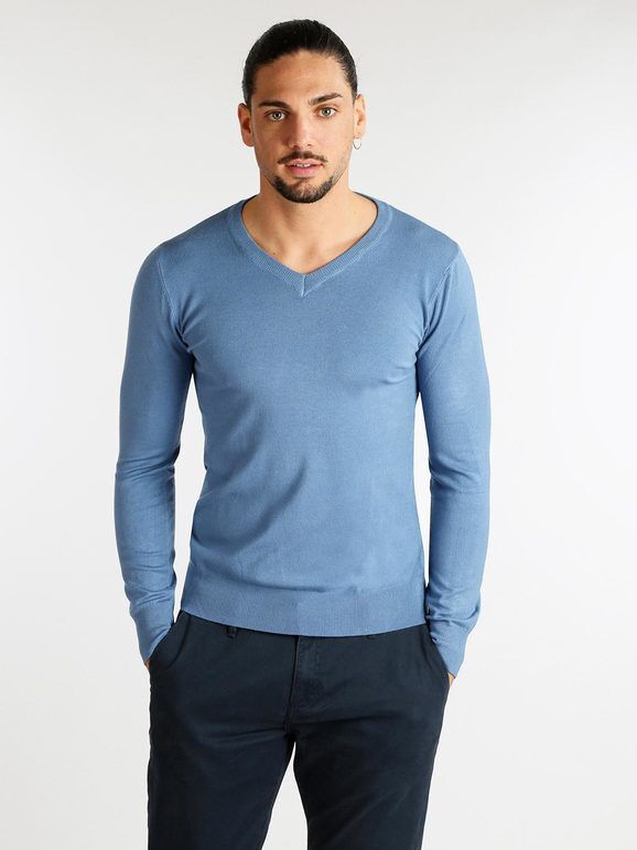 Cashtouch Pullover da uomo in tinta unita Pullover uomo Blu taglia M