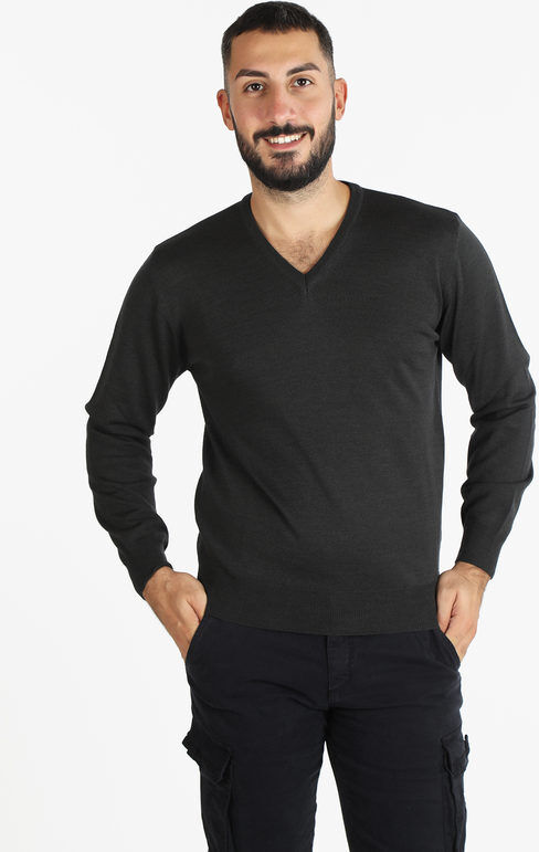 mv Pullover da uomo misto lana con scollo a V Pullover uomo Grigio taglia L