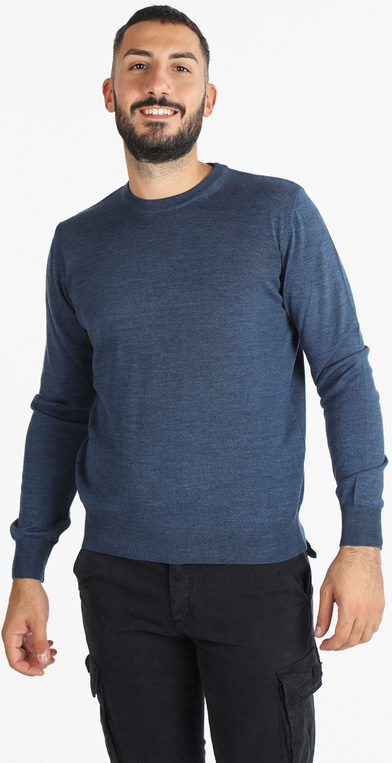 mv Pullover da uomo misto lana girocollo Pullover uomo Blu taglia XL