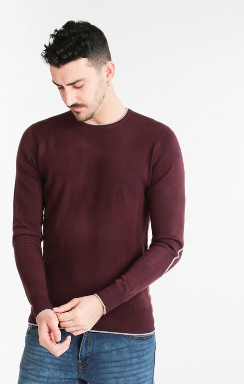 Coveri Pullover girocollo con toppe Pullover uomo Rosso taglia L