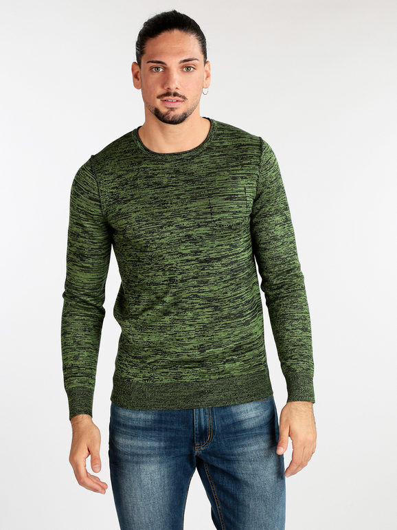 Johnny Looper Pullover girocollo uomo bicolor Pullover uomo Verde taglia XL