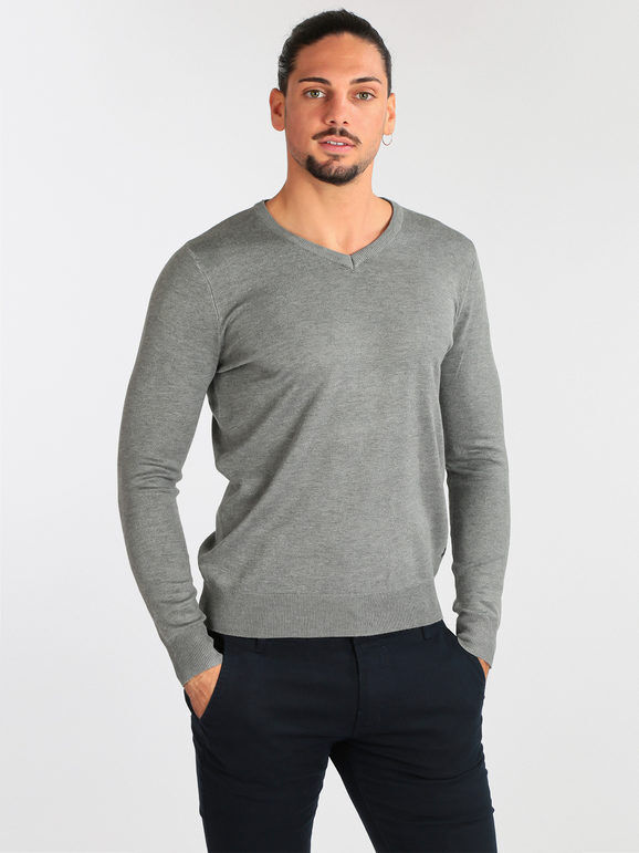 Johnny Looper Pullover uomo con scollo a V Pullover uomo Grigio taglia XXL