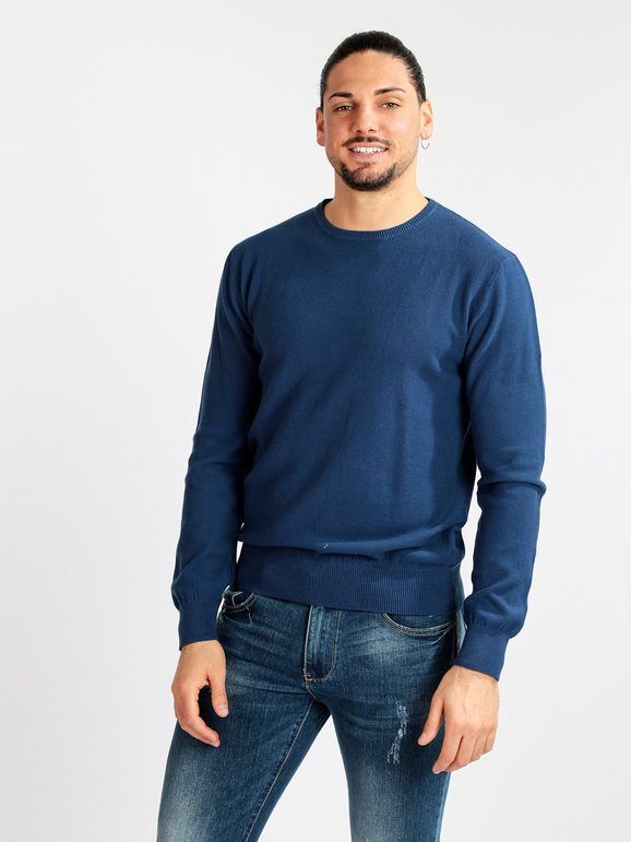 Baker's Pullover uomo girocollo in cotone Pullover uomo Blu taglia S