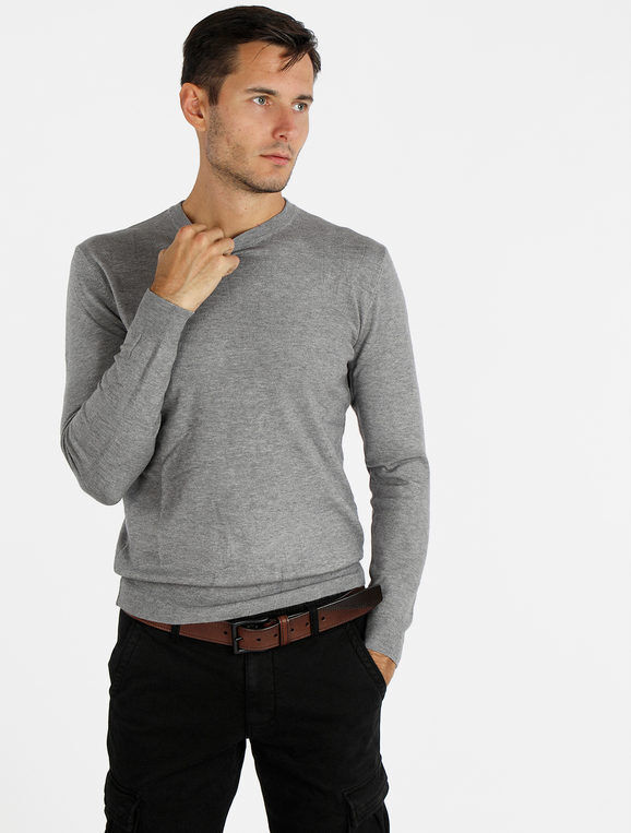 Ange Wear Pullover uomo girocollo in maglia Pullover uomo Grigio taglia S