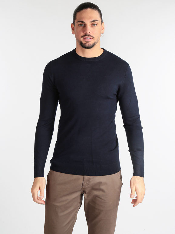 Coveri Pullover uomo girocollo in tinta unita Pullover uomo Blu taglia L