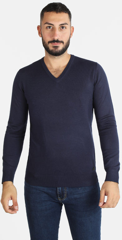 Baci & Abbracci Pullover uomo in maglia scollo a V Pullover uomo Blu taglia XL