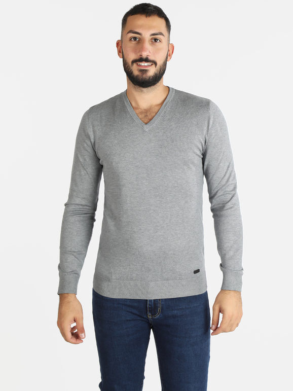 Baci & Abbracci Pullover uomo in maglia scollo a V Pullover uomo Grigio taglia L