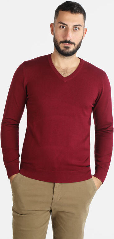 Baci & Abbracci Pullover uomo in maglia scollo a V Pullover uomo Rosso taglia L