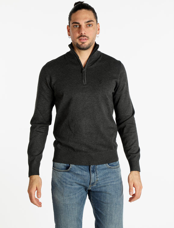 Coveri Pullover uomo mezza zip in maglia Pullover uomo Grigio taglia XL