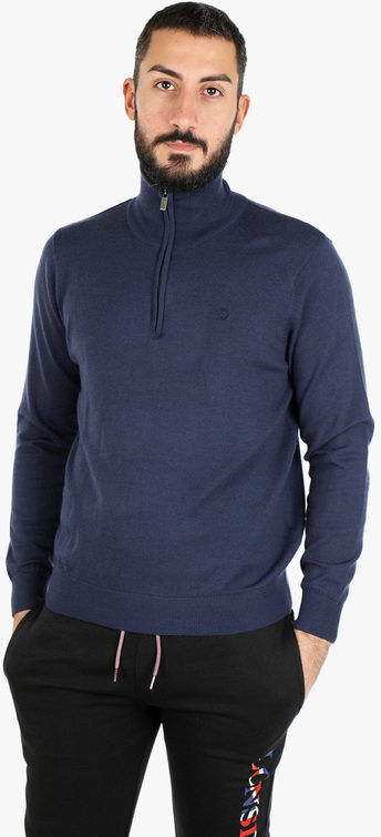 Navy Sail Pullover uomo mezza zip misto lana Pullover uomo Blu taglia XXL