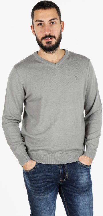 Navy Sail Pullover uomo misto lana scollo V Pullover uomo Grigio taglia 3XL