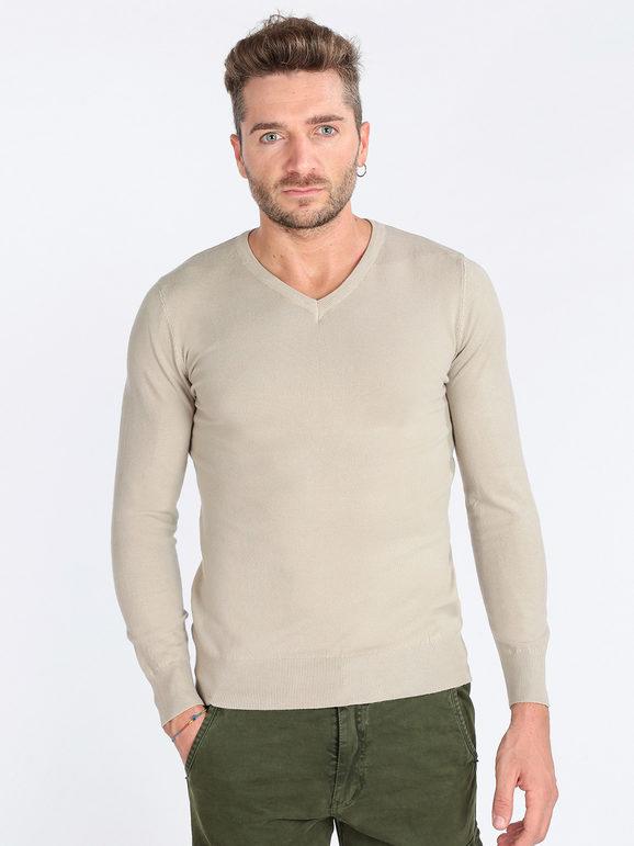 Solada Pullover uomo scollo a V Pullover uomo Beige taglia S