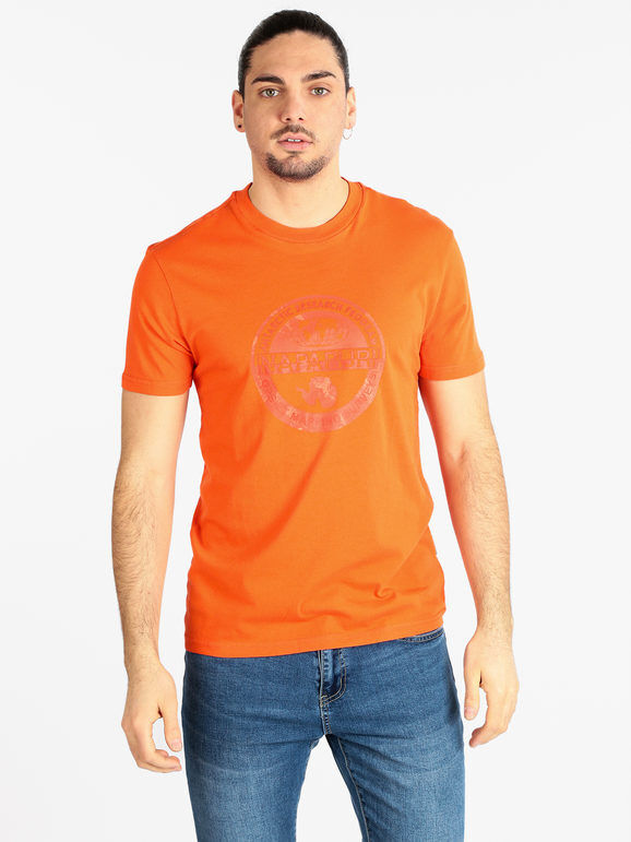 Napapijri S BOLLO SS 1 T-shirt uomo in cotone con stampa T-Shirt Manica Corta uomo Arancione taglia L