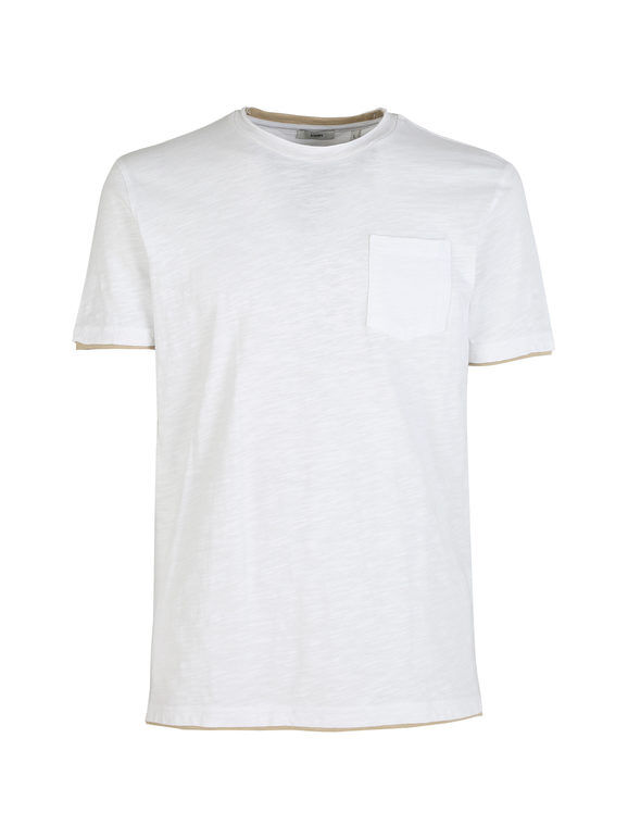 Baker's T-shirt girocollo da uomo in cotone con taschino T-Shirt Manica Corta uomo Bianco taglia M