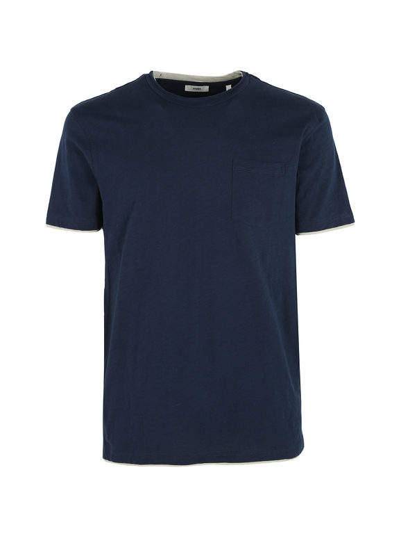 Baker's T-shirt girocollo da uomo in cotone con taschino T-Shirt Manica Corta uomo Blu taglia M