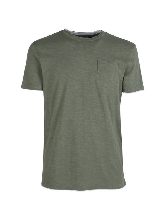 Baker's T-shirt girocollo da uomo in cotone con taschino T-Shirt Manica Corta uomo Verde taglia M