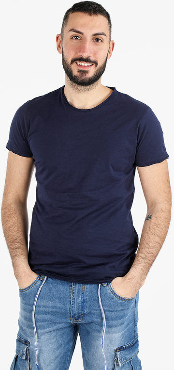 Ange Wear T-shirt girocollo da uomo in cotone T-Shirt Manica Corta uomo Blu taglia M