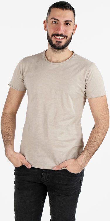 Ange Wear T-shirt girocollo da uomo in cotone T-Shirt Manica Corta uomo Beige taglia L