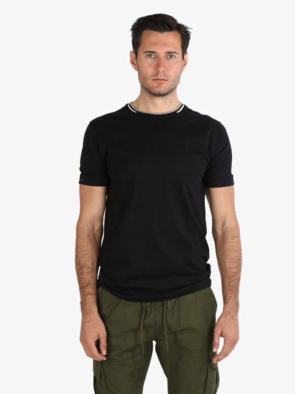 Baci & Abbracci T-shirt girocollo da uomo in cotone T-Shirt Manica Corta uomo Nero taglia XXL