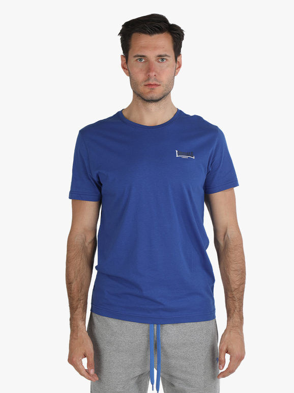 Lonsdale T-shirt girocollo da uomo in cotone T-Shirt Manica Corta uomo Blu taglia L