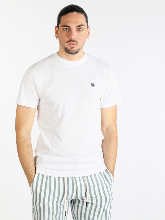 Navy Sail T-shirt manica corta in cotone da uomo T-Shirt Manica Corta uomo Bianco taglia L