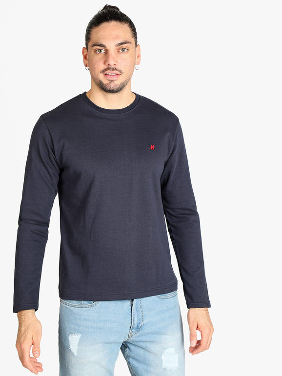 U.S. Grand Polo T-shirt uomo girocollo a maniche lunghe T-Shirt Manica Lunga uomo Blu taglia L