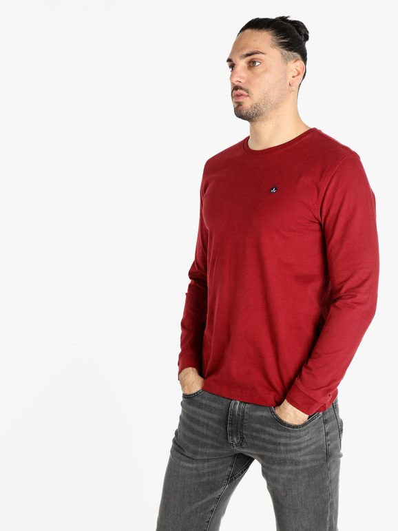 Navy Sail T-shirt uomo girocollo a maniche lunghe T-Shirt Manica Lunga uomo Rosso taglia M