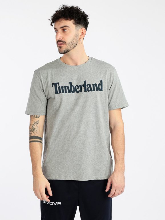 Timberland T-shirt uomo in cotone biologico con scritta T-Shirt e Top uomo Grigio taglia XL