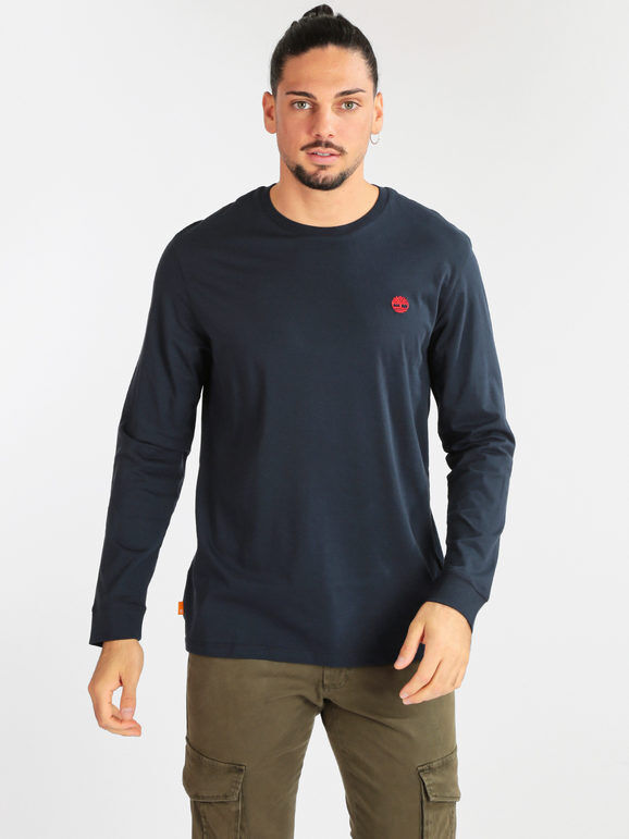 Timberland T-shirt uomo in cotone biologico T-Shirt Manica Lunga uomo Blu taglia XXL