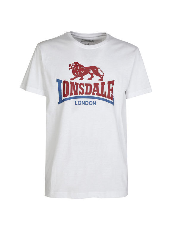 Lonsdale T-shirt uomo in cotone con stampa T-Shirt Manica Corta uomo Bianco taglia L