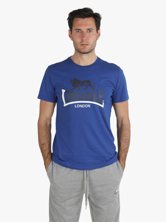 Lonsdale T-shirt uomo in cotone con stampa T-Shirt Manica Corta uomo Blu taglia XL