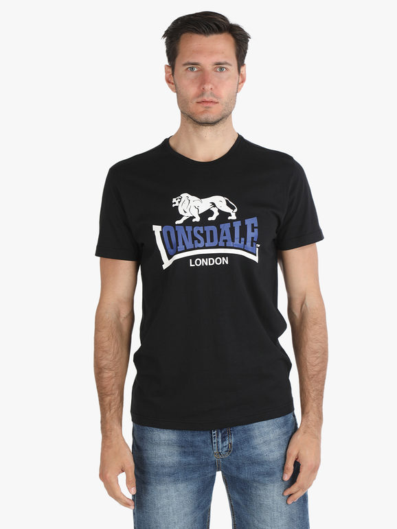 Lonsdale T-shirt uomo in cotone con stampa T-Shirt Manica Corta uomo Nero taglia XL