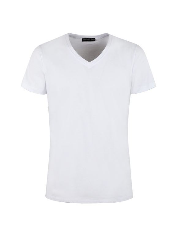 Jeans Yesed T-shirt uomo scollo a V in cotone T-Shirt Manica Corta uomo Bianco taglia 3XL