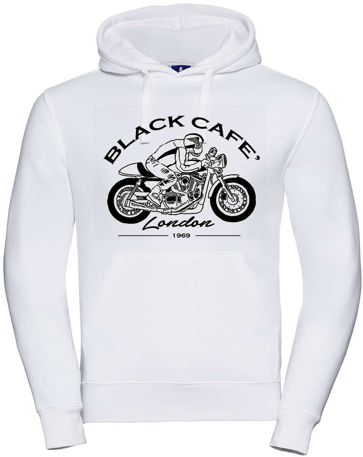 Felpa Black Cafè London 2.0 Con Cappuccio Stampata Bianco Ne taglia XL