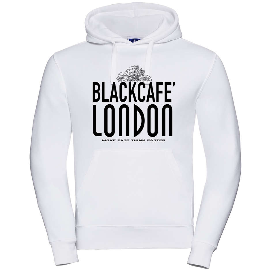 Felpa Black Cafè London 2.0 Con Cappuccio Stampata Bianco Ne taglia 2X