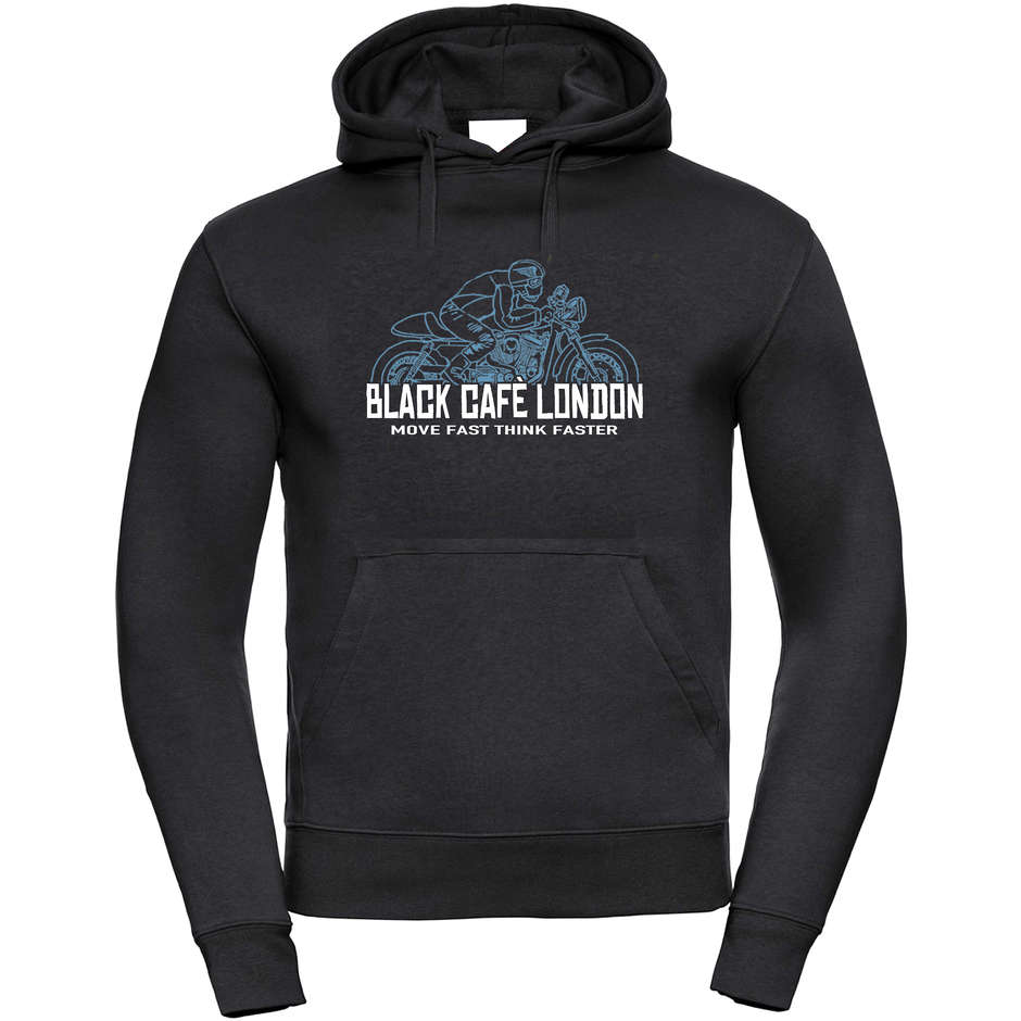 Felpa Black Cafè London 2.0 Con Cappuccio Stampata Nero Azzu taglia 2X