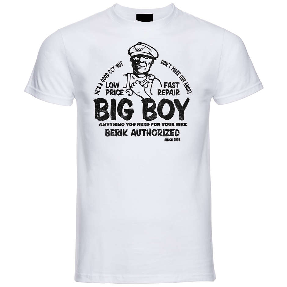 T-Shirt Berik 2.0 Bianca Big Boy Girocollo Stampa Nera taglia XL