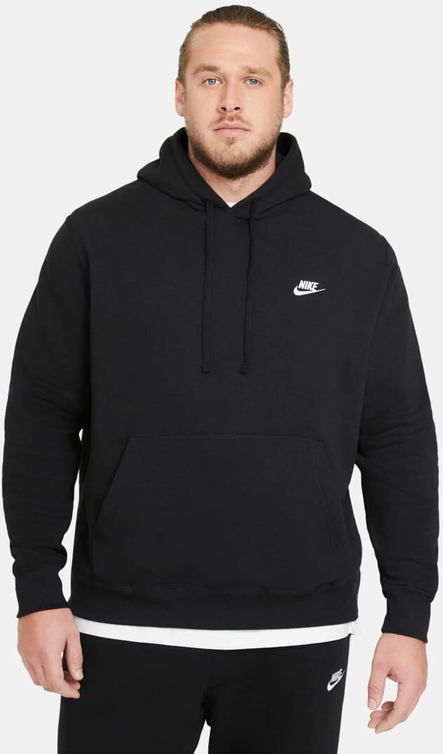 Nike Felpa Cappuccio Hoodie UOMO CLUB Sportswear Fleece Cappuccio Nero Cotone