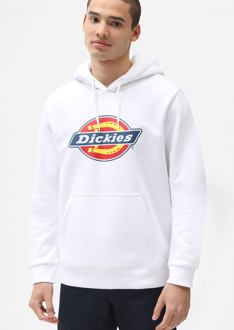 Diadora Felpa Cappuccio Hoodie UOMO Dickies ICON LOGO Bianco Cotone felpato