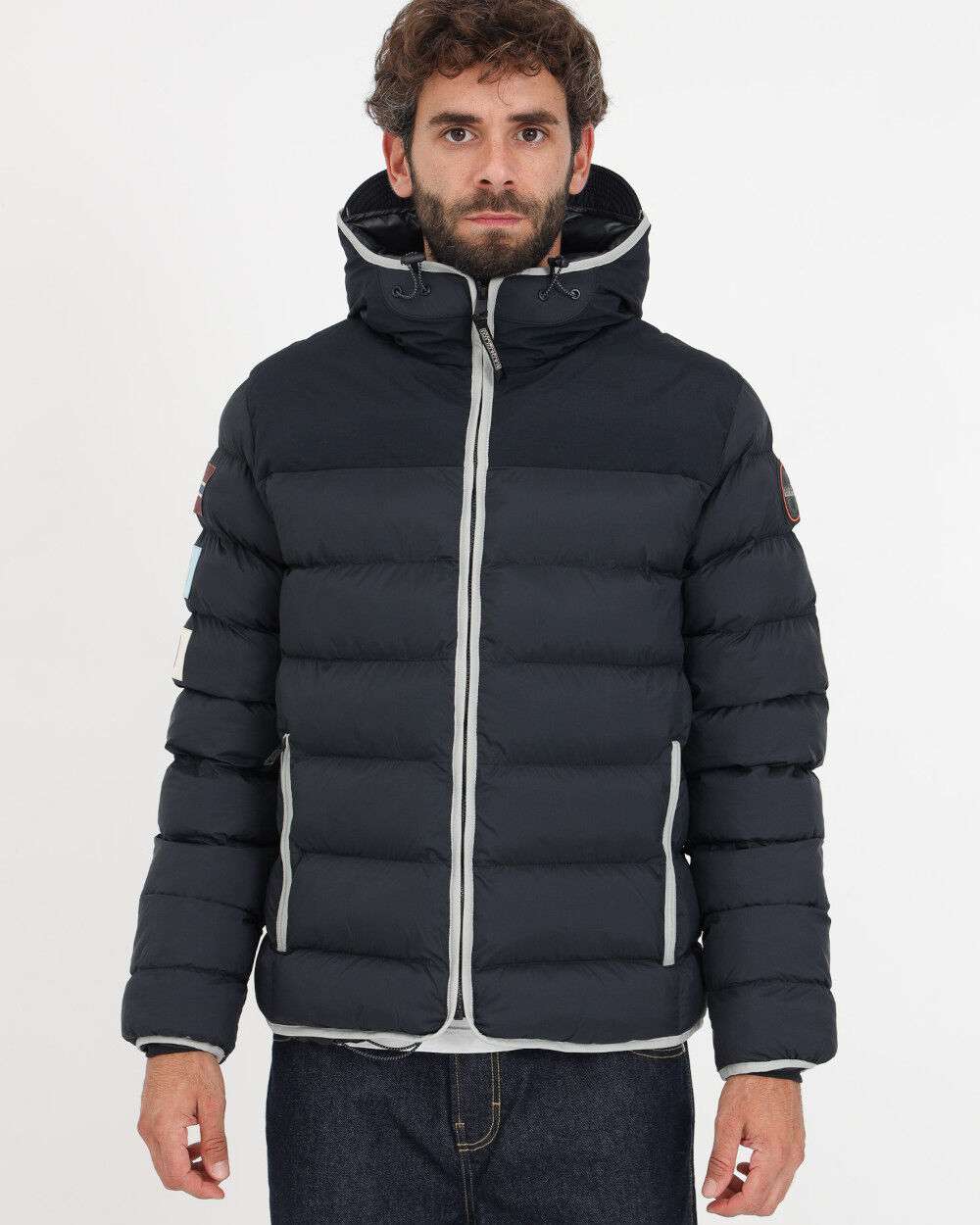 Napapijri Giubbino giacca imbottita Bomber UOMO A-SHACKLETON Hoodie Nero