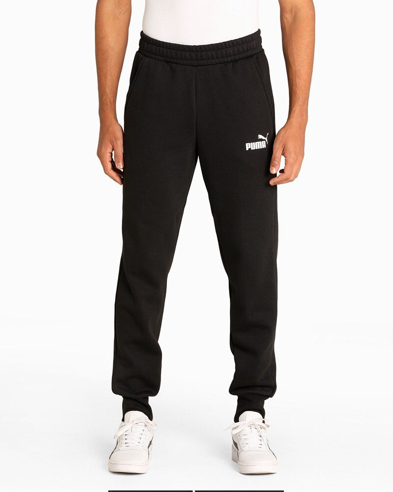 Puma Pantaloni tuta Pants UOMO Essentials Logo Fleece Nero Cotone Felpato