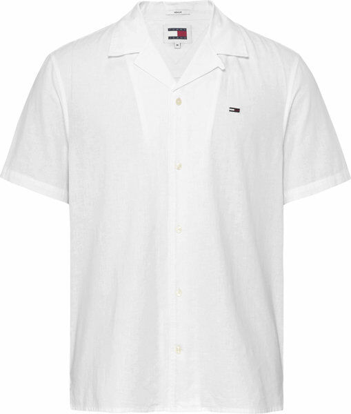 Tommy Jeans Linen Blend Camp M - camicia maniche corte - uomo White XL