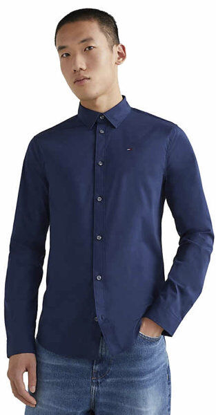 Tommy Jeans Original Stretch - camicia maniche lunghe - uomo Dark Blue 2XL