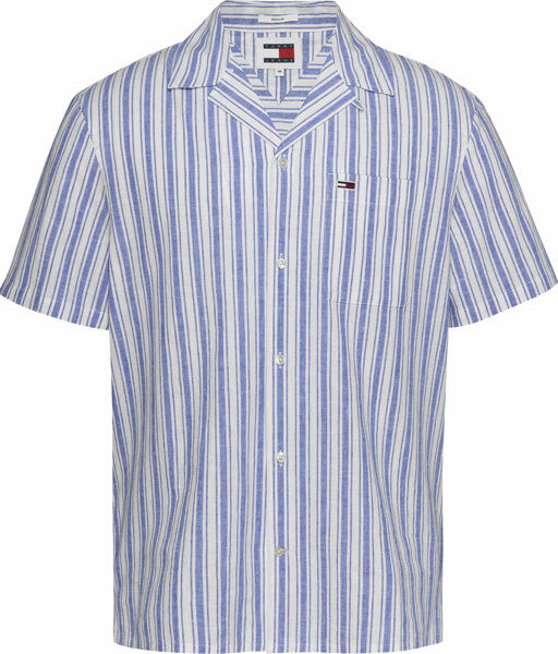 Tommy Jeans Stripe M - camicia maniche corte - uomo Light Blue/White L